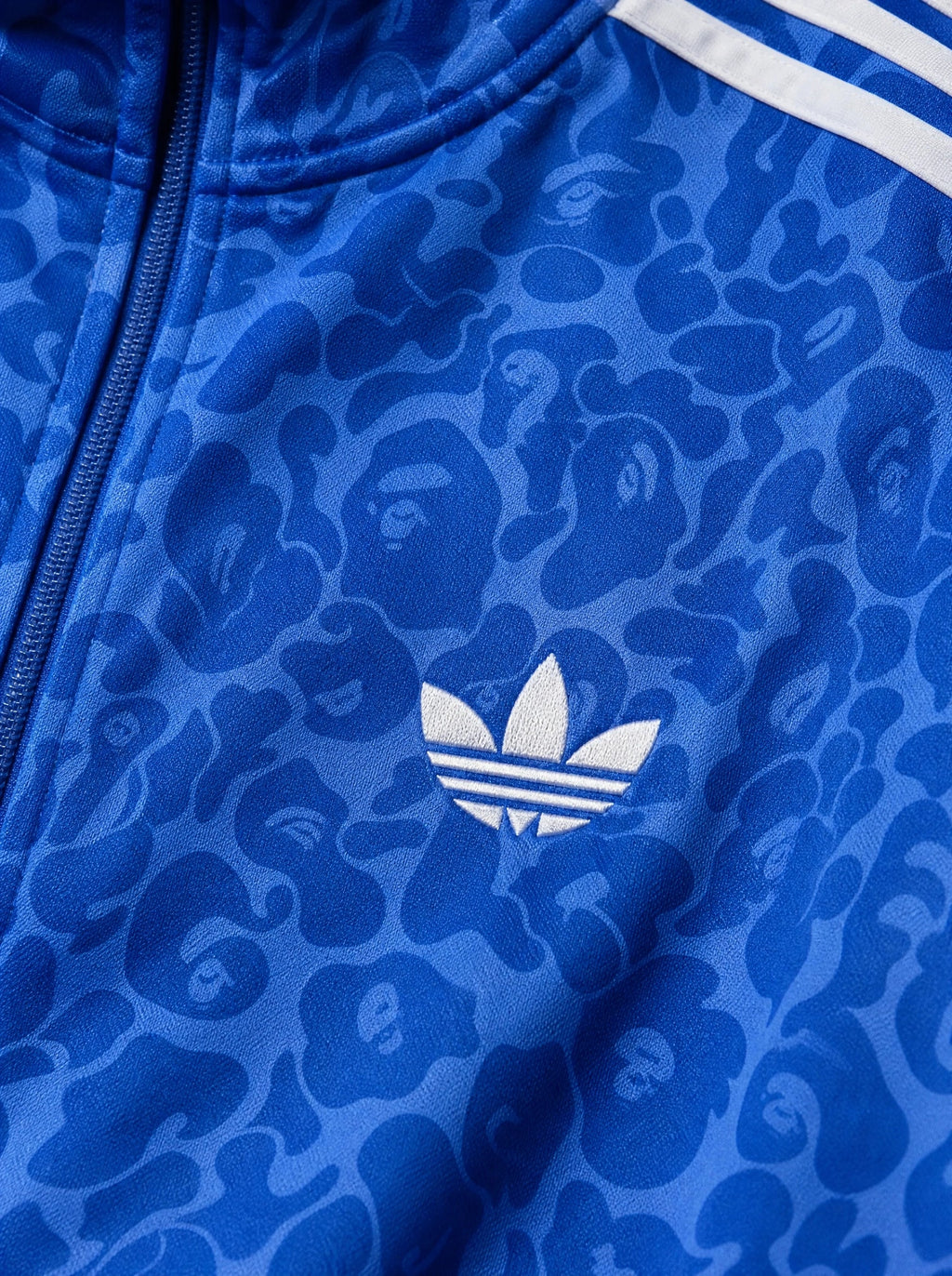 Adidas Kamuflaj Desenli Fermuarlı Eşofman Takımı Beyaz Mavi