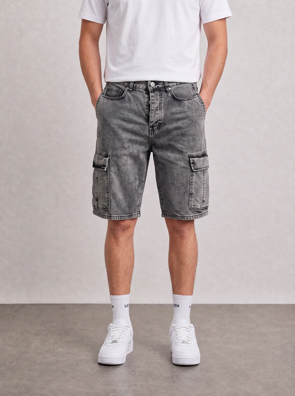 Eventy Grey Wash Cargo Short