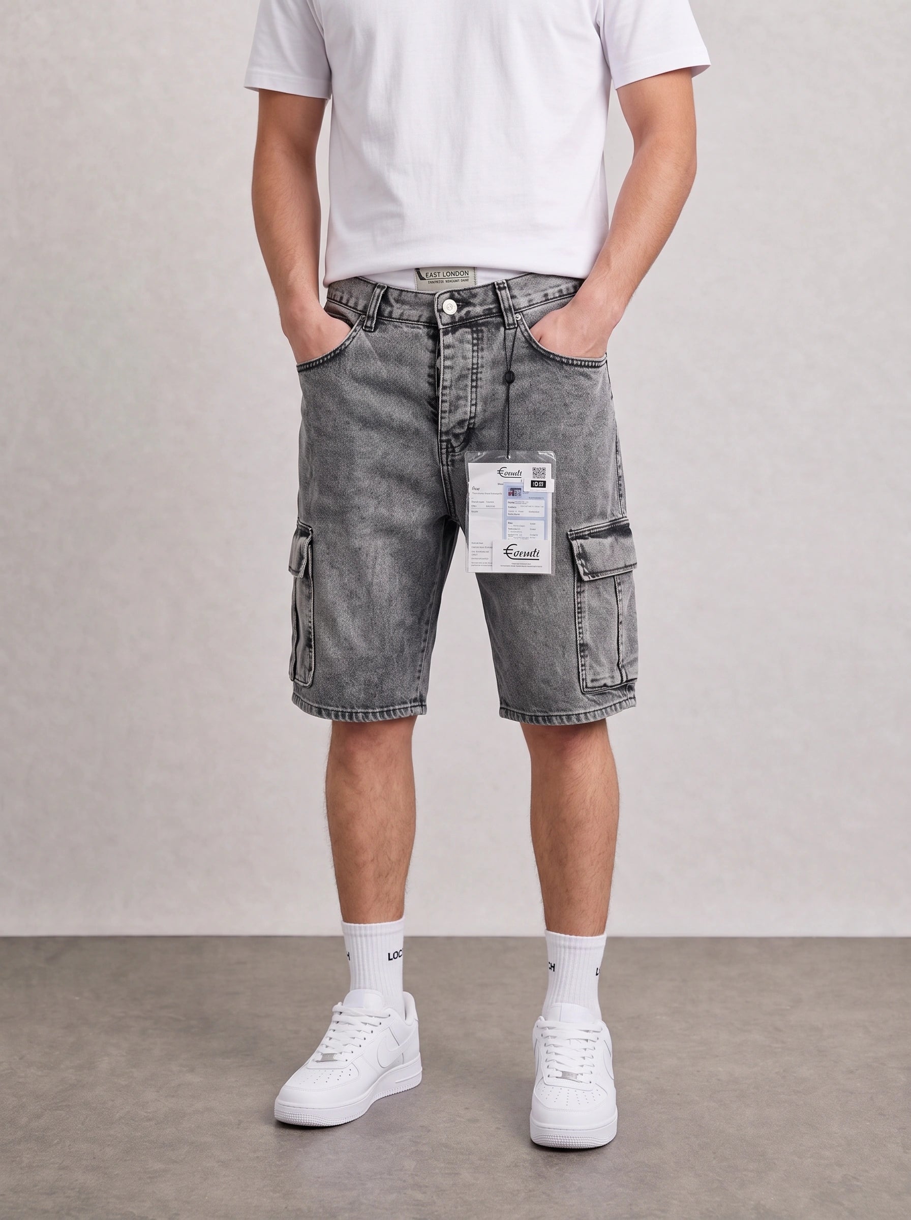 Eventy Grey Wash Cargo Short